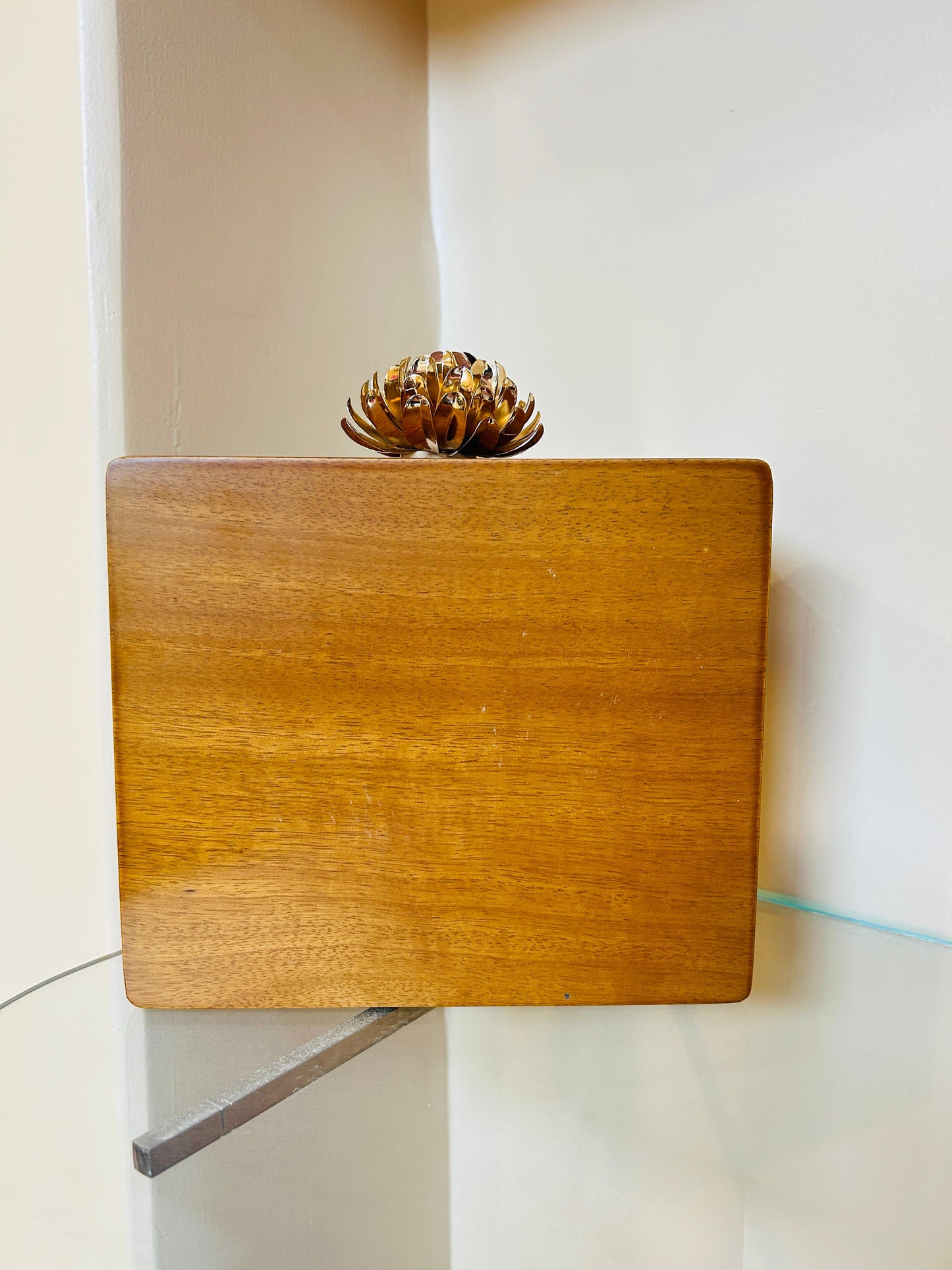 Zari Embroidery Wooden Clutch